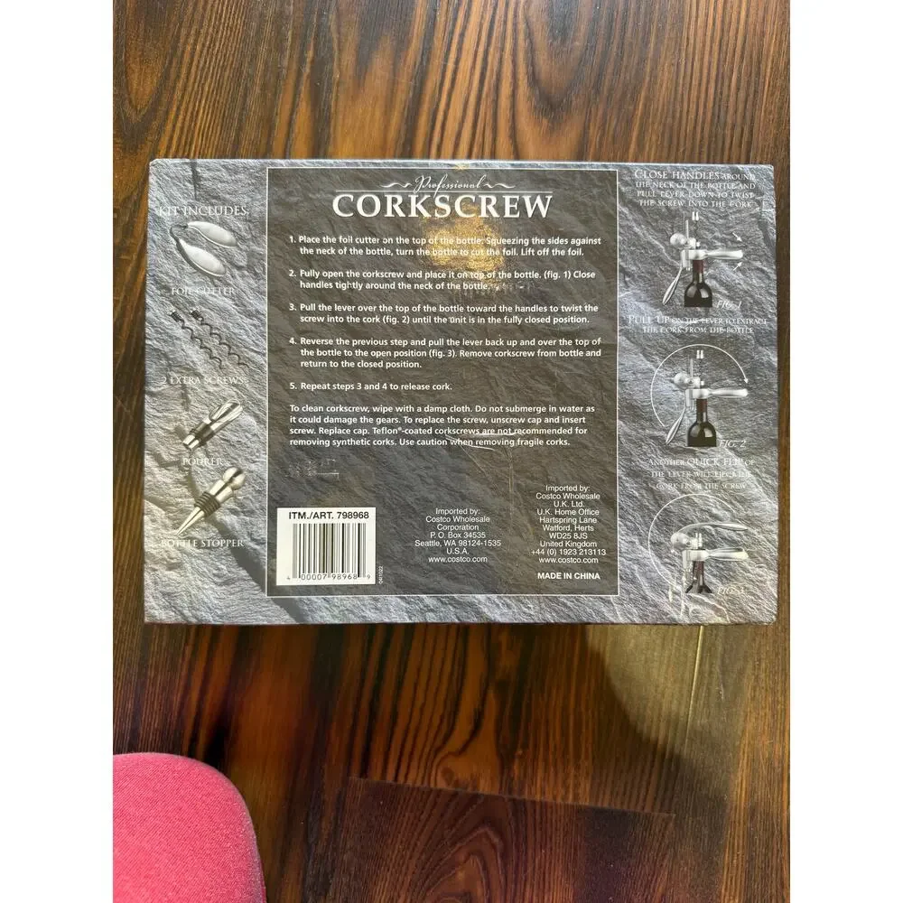 Professional Corkscrew Kit with Foil Cutter, Bottle Stopper, Pourer and Screws